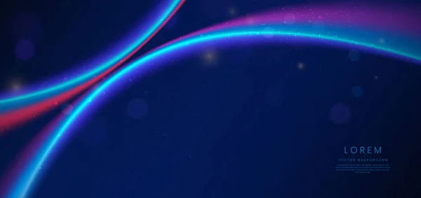 Streszczenie Futurystyczny Neon Światło Zakrzywione Czerwony Niebieski Ciemnoniebieskim Tle Możesz — Wektor stockowy