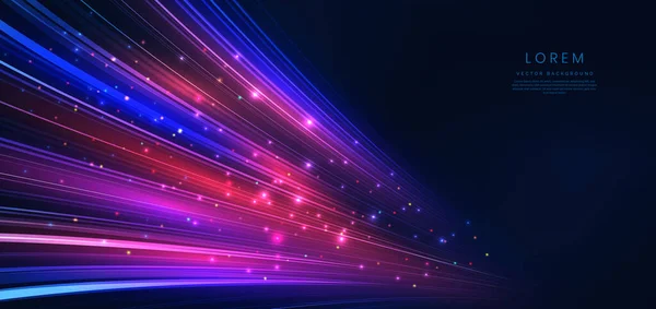 Technologie Abstraite Lignes Courbes Lumineuses Futuristes Bleues Rouges Avec Effet — Image vectorielle