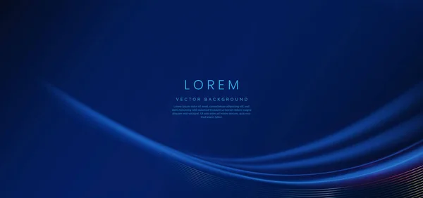 Luxe Kromme Lijnen Donkerblauwe Achtergrond Met Lichteffect — Stockvector