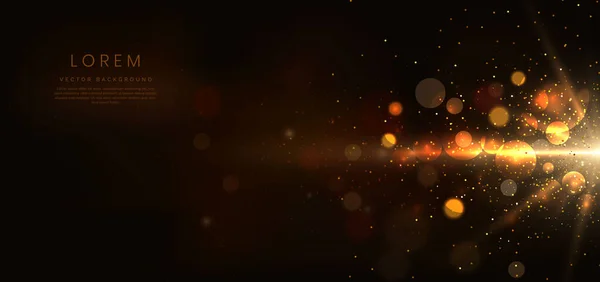 Абстрактные Золотистые Линии Темно Коричневом Фоне Эффектом Подсветки Сверкают Пространством — стоковый вектор