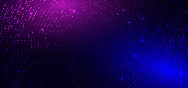 Abstract技術暗青とピンクの背景に光る粒子ドット素子を照明する未来的なデジタルコンセプトドットパターン ベクターイラスト — ストックベクタ