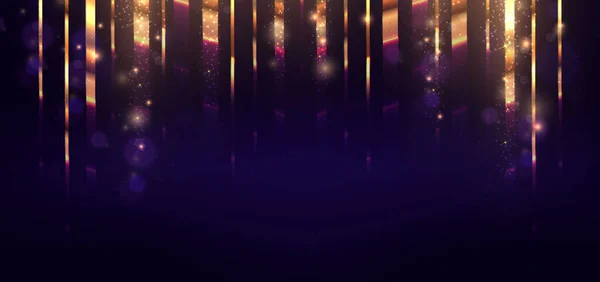 Abstrakt Eleganter Dunkelblauer Hintergrund Mit Goldenem Leuchteffekt Und Bokeh Template — Stockvektor