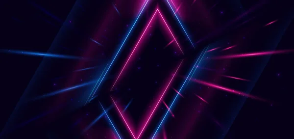 Abstract Technology Futuristic Neon Triangle Glowing Blue Pink Light Lines — 스톡 벡터