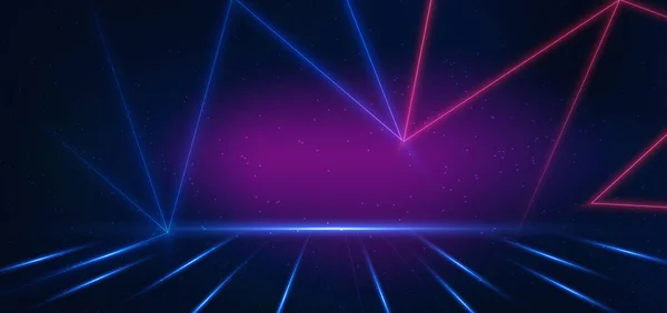 Tecnologia Abstrata Futurista Brilhante Azul Rosa Linhas Luz Sobre Fundo —  Vetores de Stock