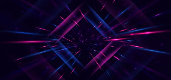 Абстрактная Технология Футуристического Квадратного Неона Светящегося Синим Розовым Светом Эффектом — стоковый вектор