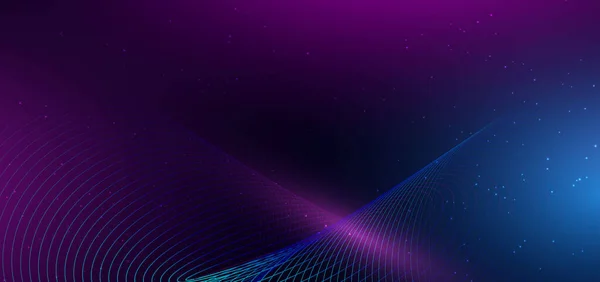 アブストラクトテクノロジーダークブルーの背景に未来的な輝く青とピンクのライトライン ベクターイラスト — ストックベクタ
