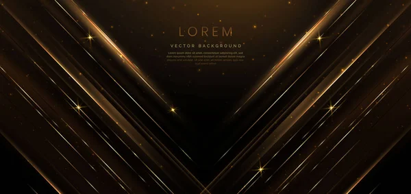 Abstract Luxe Gouden Lichteffect Gloeiend Donkerbruine Achtergrond Schitteren Model Premium — Stockvector