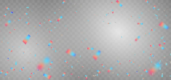 グレーの背景にホログラフィック コンフェッティ バナー お祝いパーティーの幸せな概念 ベクターイラスト — ストックベクタ