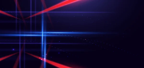 Abstract Technologie Futuristische Gloeiende Neon Blauwe Rode Lichtlijnen Met Snelheidsbeweging — Stockvector