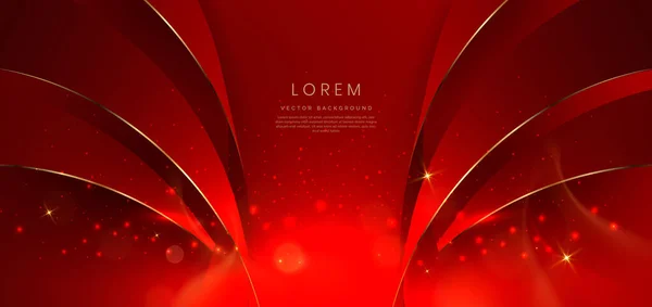 Abstract Curved Red Shape Red Background Lighting Effect Copy Space — ストックベクタ