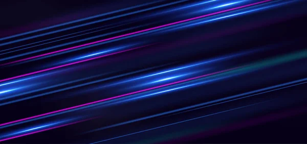 Abstract Technologie Futuristische Gloeiende Blauwe Roze Lichtlijnen Met Een Hoge — Stockvector