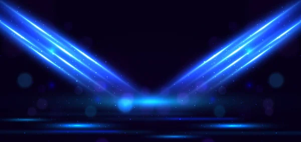 Abstract Technologie Futuristische Blauwe Lichtstralen Effect Donkere Achtergrond Dot Glitter — Stockvector