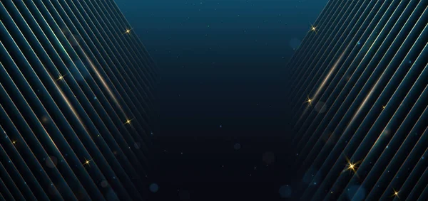 Abstrakte Goldene Luxuslinien Diagonal Überlappend Auf Blauem Hintergrund Template Premium — Stockvektor