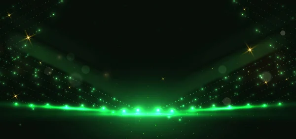 Abstrakter Grüner Punkt Lichteffekt Auf Dunkelgrünem Hintergrund Mit Lichteffekt Und — Stockvektor