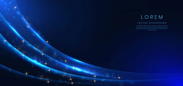 Soyut Zarif Mavi Işık Çizgileri Işık Efektiyle Altın Parıltı Şablon — Stok Vektör