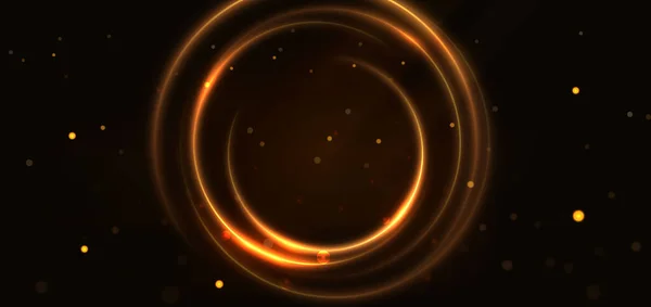 Abstrakte Goldene Kreise Überlappen Sich Auf Dunkelblauem Hintergrund Mit Lichteffekt — Stockvektor