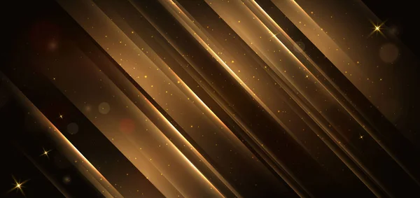 Zarif Koyu Kahverengi Arka Plan Altın Köşeli Çizgi Işık Efekti — Stok Vektör