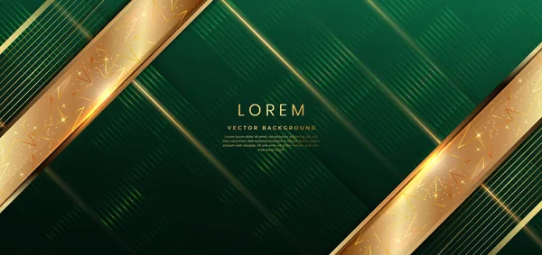 Abstrato Elegante Fundo Verde Com Linha Dourada Efeito Iluminação Design — Vetor de Stock