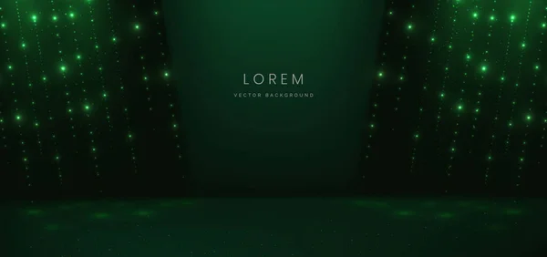 Elegant Grön Scen Bakgrund Med Grön Prick Neon Linje Och — Stock vektor