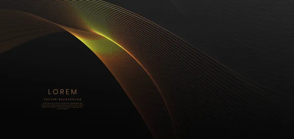 抽象的な豪華な黄金の線が黒い背景に重なって曲線 テンプレートプレミアム賞のデザイン ベクターイラスト — ストックベクタ