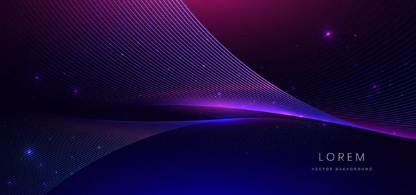 Technologie Abstraite Rayonnant Futuriste Néon Bleu Rose Vagues Lignes Lumineuses — Image vectorielle