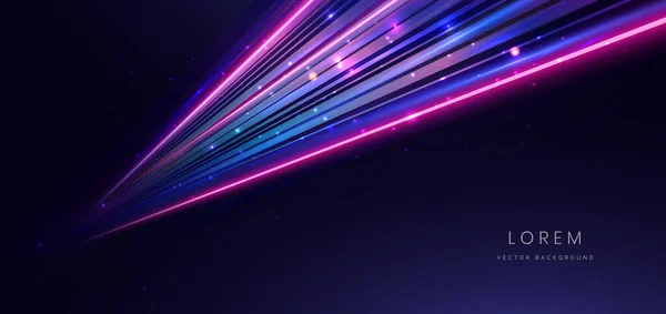 Tecnologia Astratta Futuristico Incandescente Linee Luce Blu Rosa Con Effetto — Vettoriale Stock