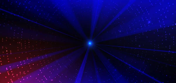 要約技術点照明効果を持つダークブルーの背景に未来的な輝くネオンブルーの光線 ベクターイラスト — ストックベクタ