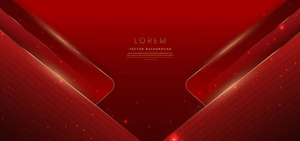 黄金の線と光の効果と赤の背景に豪華な赤の正方形のエレガントな テンプレート賞のデザイン ベクターイラスト — ストックベクタ