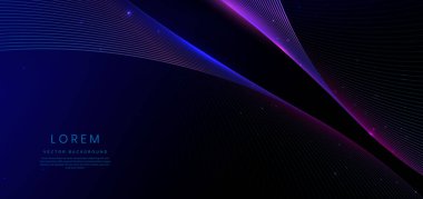 Abstract blue glowing lines curved overlapping background. Technology communication, innovation future tech datadesign. Vector illustration