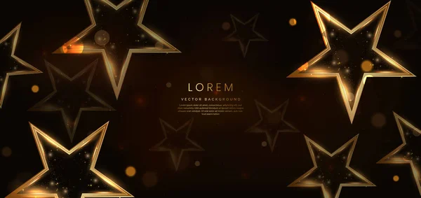 Étoile Dorée Sur Fond Brun Foncé Avec Effet Lumineux Éclat — Image vectorielle