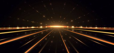 Siyah arka planda ışıldayan ışık efektli soyut, zarif, altın renkli bir nokta çizgisi. Şablon premium ödül tasarımı. Vektör illüstrasyonu