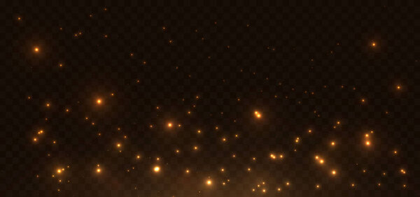 Abstract lighting effect dot neon gold light ray on on on dark transparent background. Векторная иллюстрация