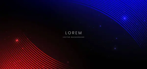 Lumière Néon Futuriste Abstraite Incurvée Rouge Bleue Sur Fond Noir — Image vectorielle