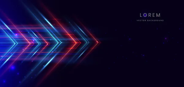 Abstract Technology Futuristic Glowing Neon Triangles Blue Red Light Lines — Stock vektor