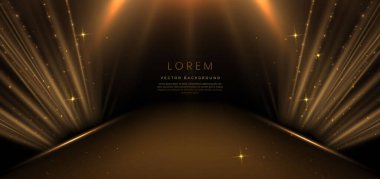 Elegant golden scene diagonal glowing with lighting effect sparkle on black background. Template premium award design. Vector illustration