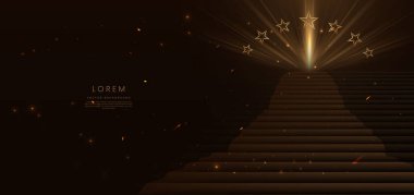 Elegant golden scene diagonal glowing with lighting effect sparkle on black background. Template premium award design. Vector illustration