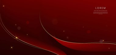 Abstract curved red shape on red background with lighting effect and copy space for text. Luxury design style. Vector illustration