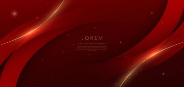 Abstract curved red shape on red background with lighting effect and copy space for text. Luxury design style. Vector illustration