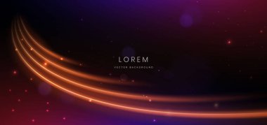 Soyut fütüristik parlak parlak turuncu ışık huzmesi. Karanlık arka planda, ışık efektiyle. Vektör illüstrasyonu