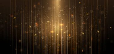 Abstract elegant gold glowing line with lighting effect sparkle on black background. Template premium award design. Vector illustration