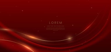 Abstract curved red shape on red background with lighting effect and copy space for text. Luxury design style. Vector illustration