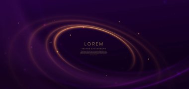 Parlak parlak altın çizgili ışıklandırma efektiyle gösterişli koyu mor bir arka plan. Şablon premium ödül töreni tasarımı. Vektör illüstrasyonu