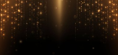 Abstract elegant gold glowing line with lighting effect sparkle on black background. Template premium award design. Vector illustration