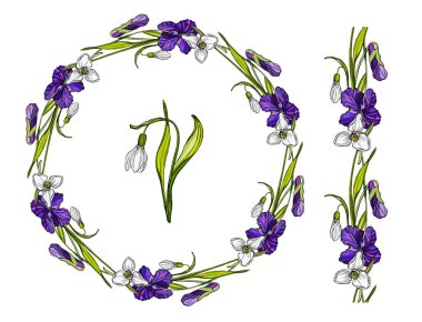 Bahar çiçekli çelenk İlkbahar