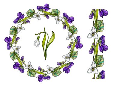 Bahar çiçekli çelenk İlkbahar