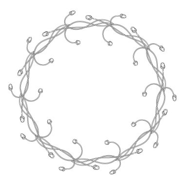 Grafik çiçek kompozisyonu. Haşhaş çiçekleri. Çelenk