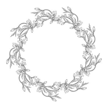 Güzel kır çiçekleri. Çiçekli grafik kompozisyonu. Grafik çiçek çelengi.