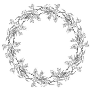 Güzel kır çiçekleri. Çiçekli grafik kompozisyonu. Grafik çiçek çelengi.