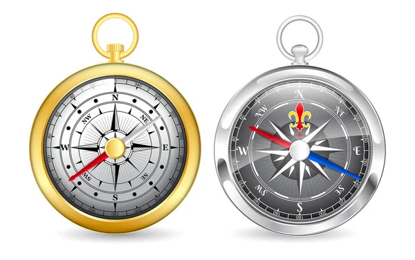 Set Wind Rose Compass Marine Isolated Nautical Navigation Sail Symbols — стоковый вектор