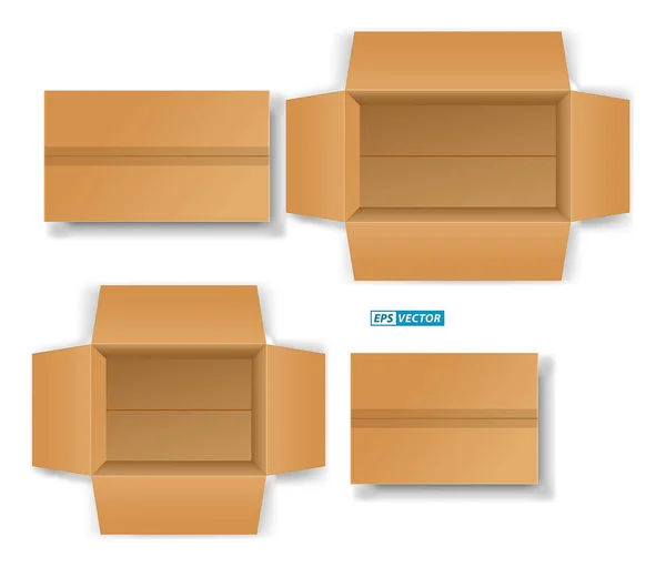 Realistische Verpackung Leerer Karton Oder Pizzakarton Weiße Karton Attrappe Oder — Stockvektor